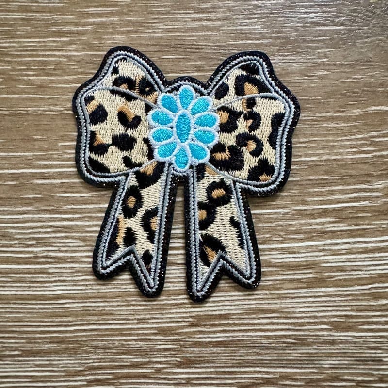 On A Whim Hats Western Leopard Bow Iron-On Patch