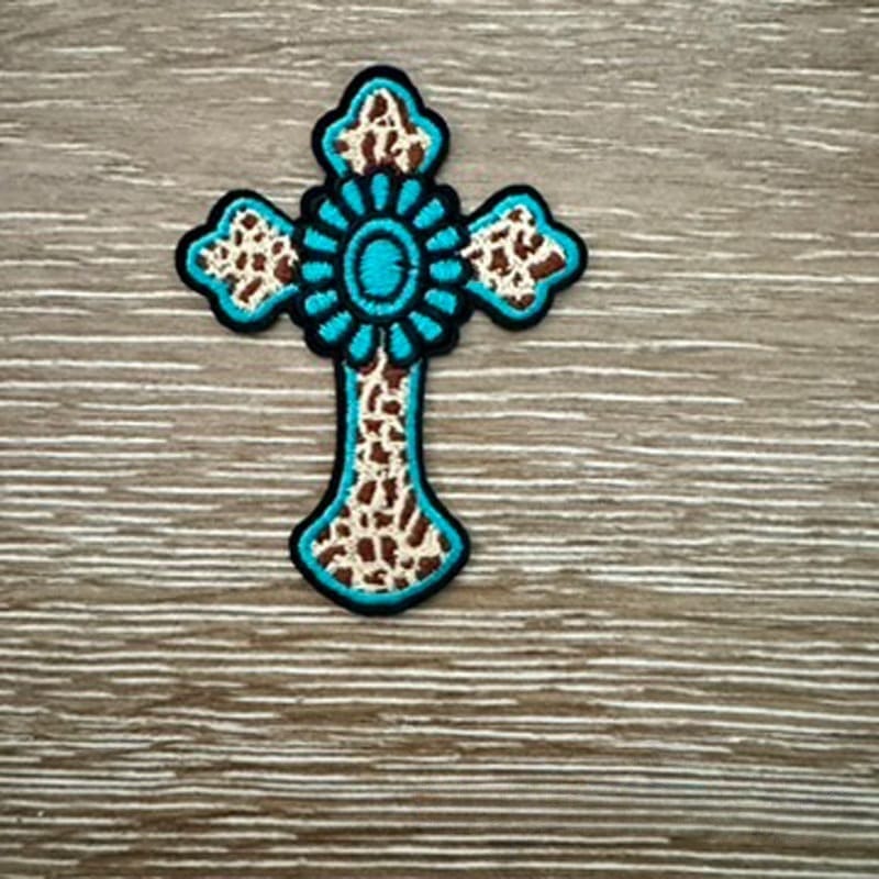 On A Whim Hats Western Leopard Cross Iron-On Patch