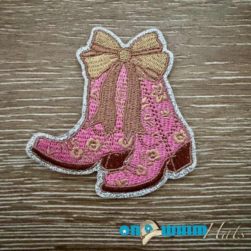 On A Whim Hats Western Pink Boots Iron-On Patch