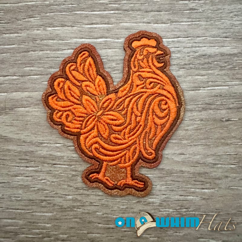 On A Whim Hats Western Rooster Iron-On Patch