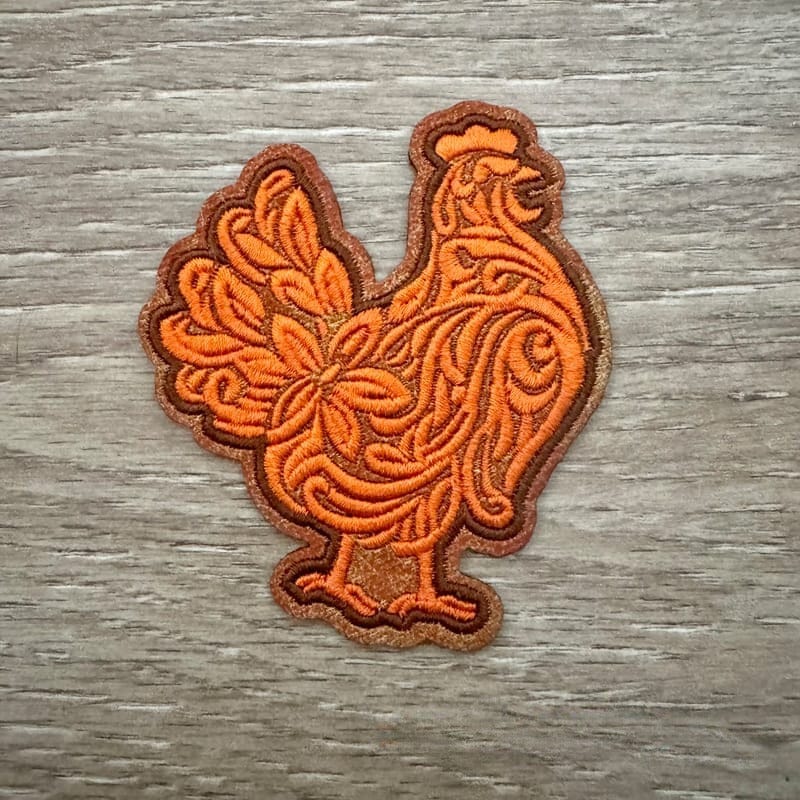 On A Whim Hats Western Rooster Iron-On Patch