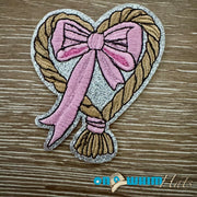 On A Whim Hats Western Rope Glitter Heart Iron-On Patch