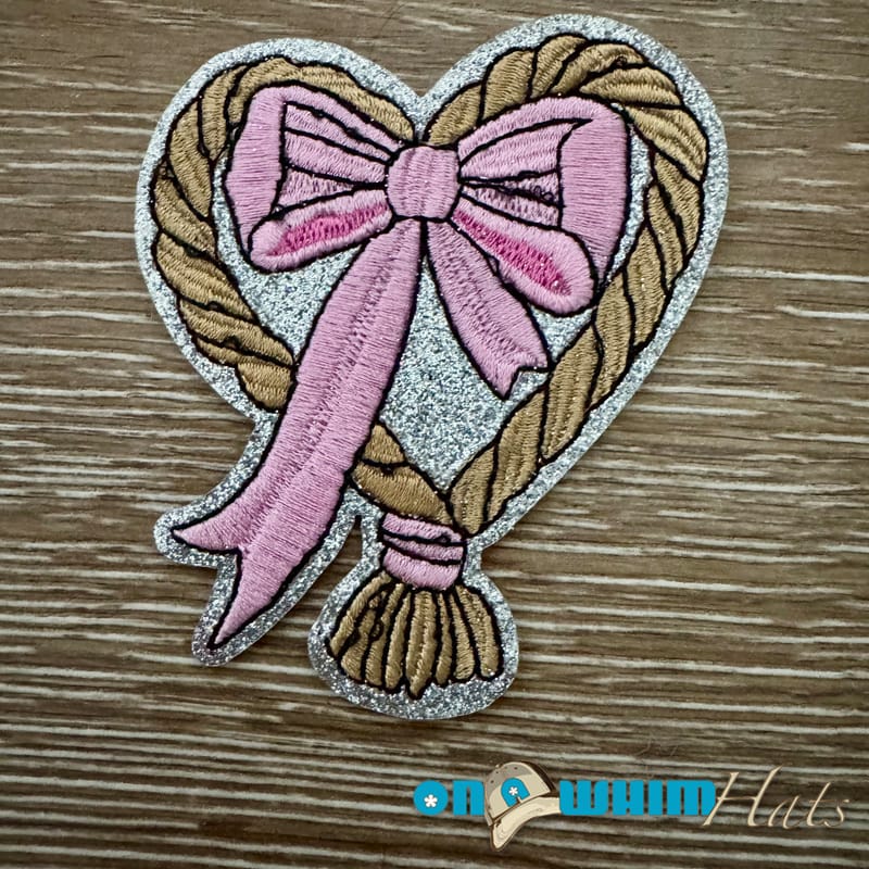 On A Whim Hats Western Rope Glitter Heart Iron-On Patch