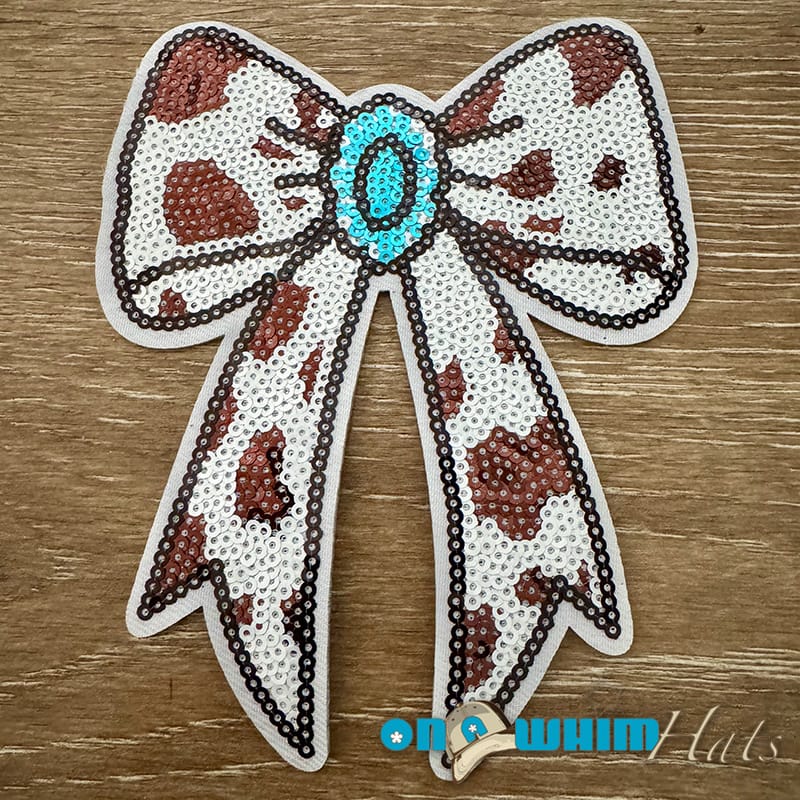 On A Whim Hats Western Sequin Bow Iron-On Patch