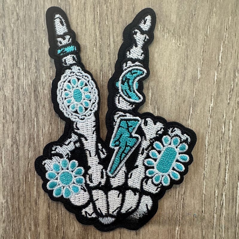 On A Whim Hats Western Skull Hand Embroidered Iron-On Patch
