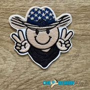 On A Whim Hats Western Smiley Embroidered Iron-On Patch