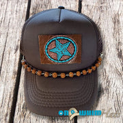 On A Whim Hats Western Star Handmade Trucker Hat with Genuine Cowhide Patch