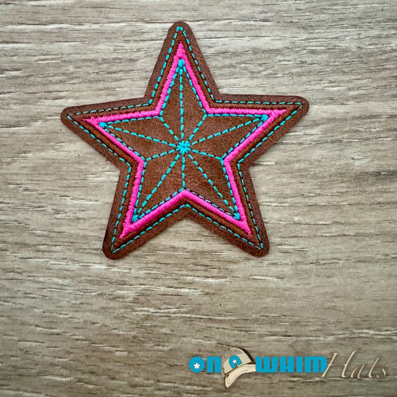 On A Whim Hats Western Star Leather Iron-On Patch