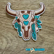 On A Whim Hats Western Steer Embroidered Iron-On Patch