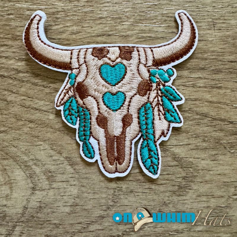 On A Whim Hats Western Steer Embroidered Iron-On Patch