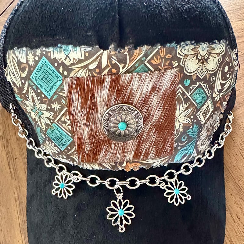 On A Whim Hats Western Style Handmade Vegan Suede Trucker Hat w/ Genuine Cowhide Patch