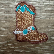 On A Whim Hats Western Turquoise Boot Iron-On Patch