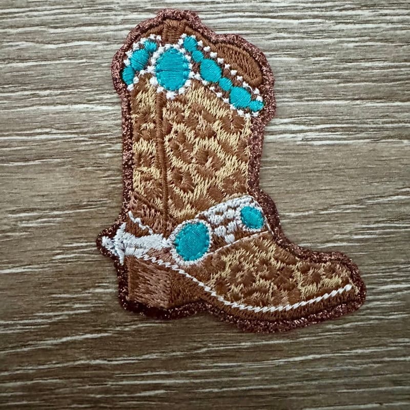 On A Whim Hats Western Turquoise Boot Iron-On Patch