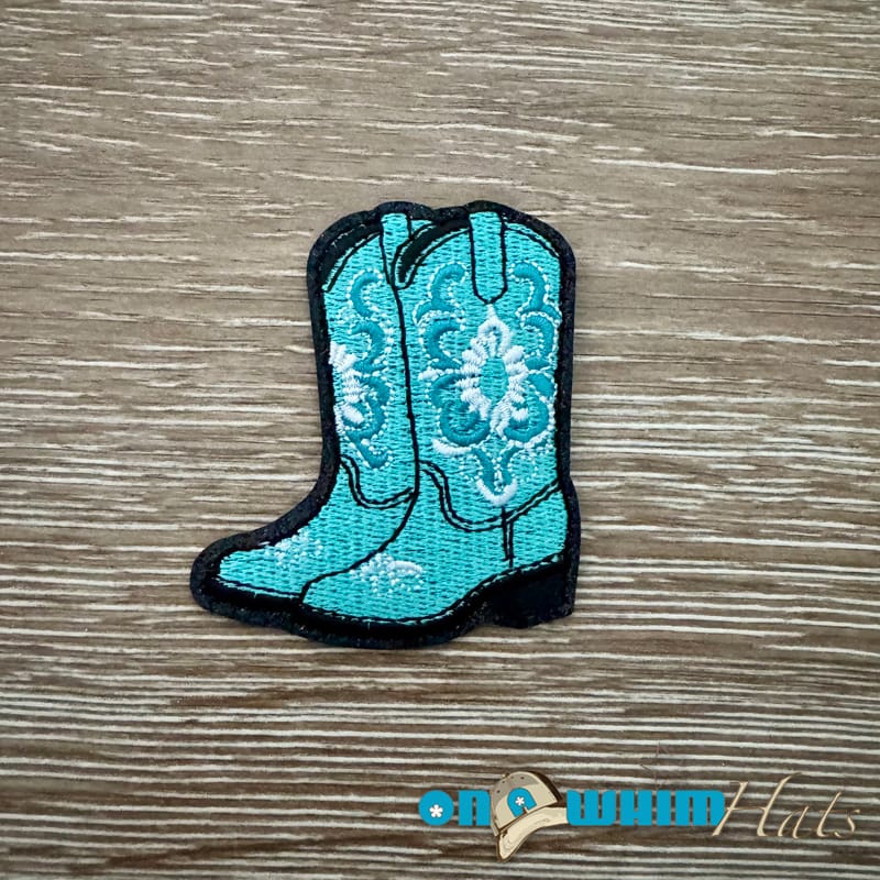 On A Whim Hats Western Turquoise Boots Iron-On Patch