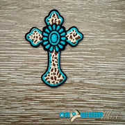 On A Whim Hats Western Turquoise Cross Iron-On Patch