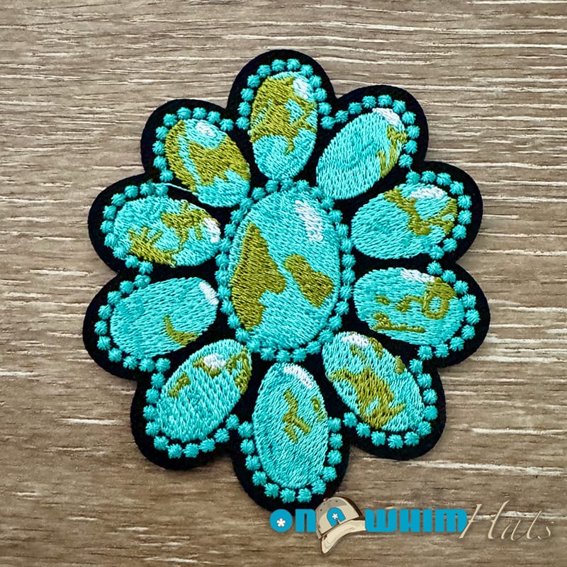On A Whim Hats Western Turquoise Iron-On Patch