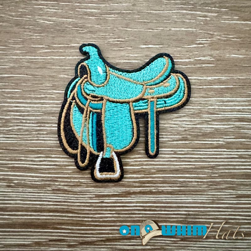 On A Whim Hats Western Turquoise Saddle Iron-On Patch