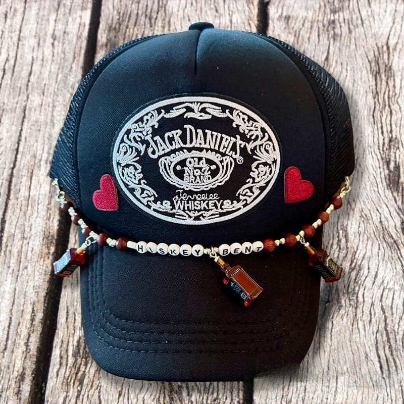 On a whim Hats Whiskey Lover Handmade Trucker Hat