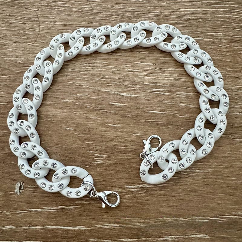 On A Whim Hats White Acrylic Sparkly Hat Chain