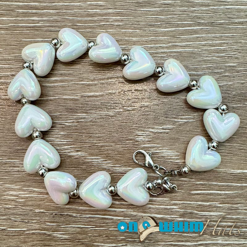 On A Whim Hats White Heart Hat Chain