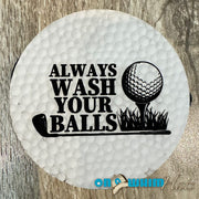 On A Whim Hats Wash your Balls Golf Leather Iron-On Patch