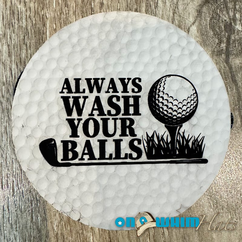 On A Whim Hats Wash your Balls Golf Leather Iron-On Patch