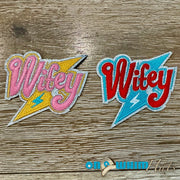 On A Whim Hats Wifey Bolt Iron-On Patch