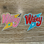 On A Whim Hats Wifey Bolt Iron-On Patch