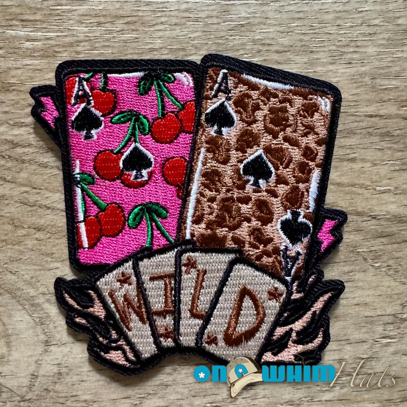 On A Whim Hats Wild Aces Embroidered Iron-On Patch