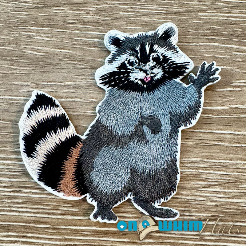 On A Whim Hats Wild Raccoon Iron-On Patch