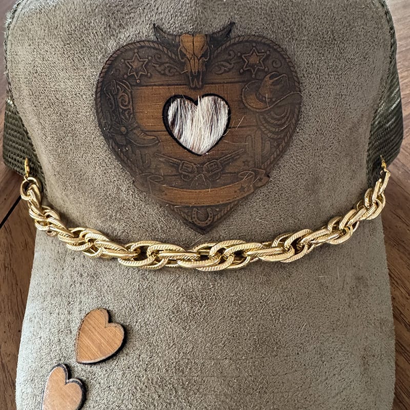 On A Whim Hats Wild West Handmade Vegan Suede Trucker Hat w/ Leather and Cowhide Patch