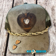 On A Whim Hats Wild West Handmade Vegan Suede Trucker Hat w/ Leather and Cowhide Patch