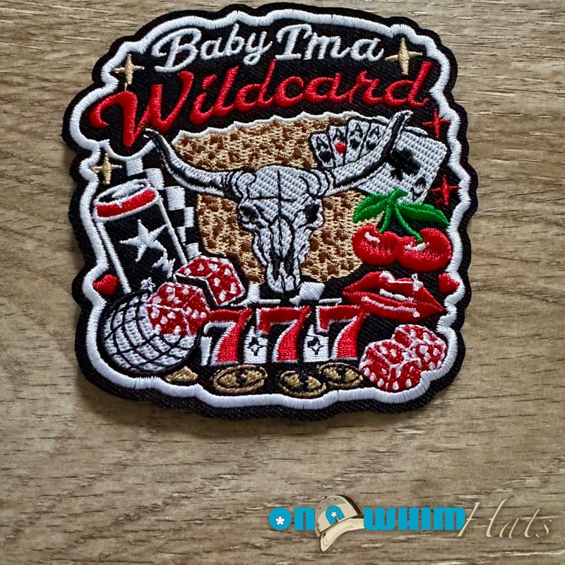 On A Whim Hats Wildcard Embroidered Iron-On Patch