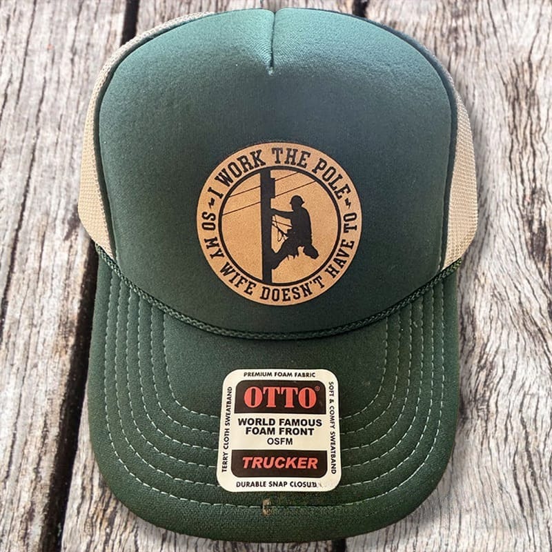 On A Whim Hats Work the Pole Handmade Trucker Hat