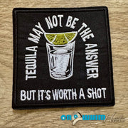 On A Whim Hats Worth a Shot Embroidered Iron-On Patch