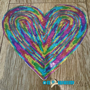 On A Whim Hats X-L Rainbow Sequin Heart Iron-On Patch