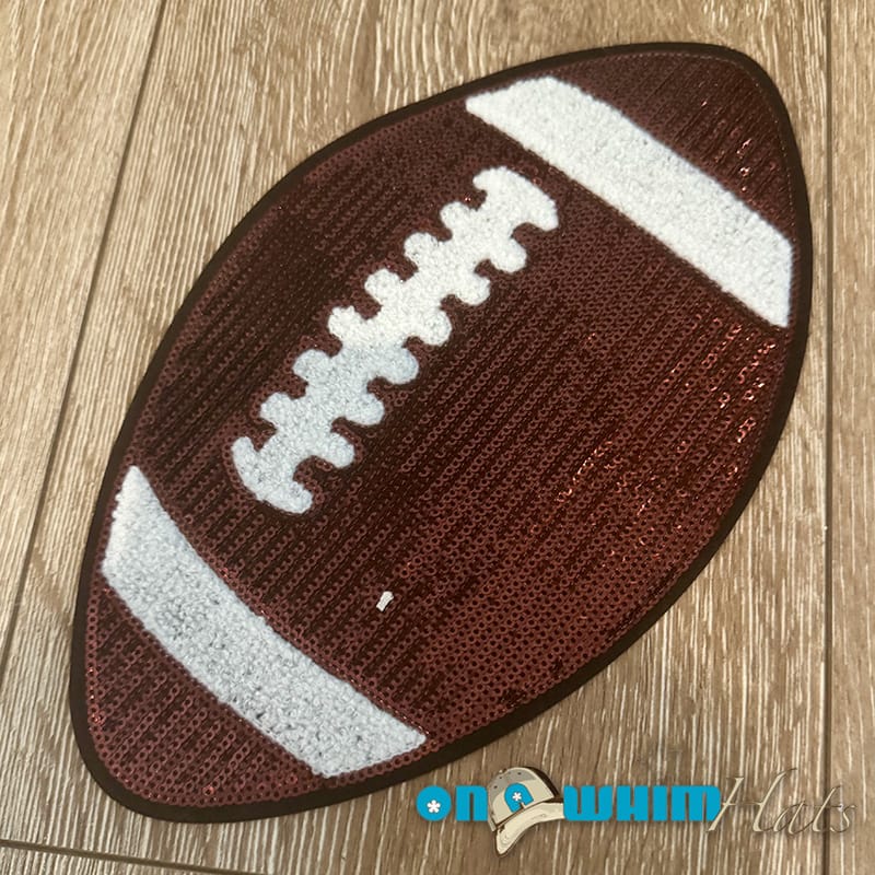 On A Whim Hats X-L Sequin Football Iron-On Patch