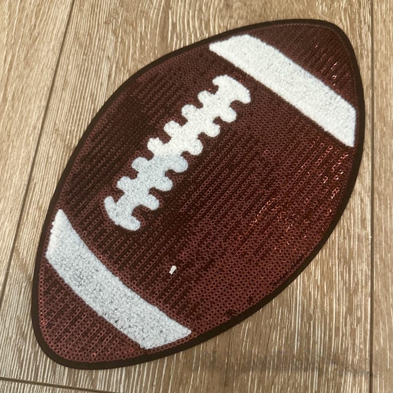 On A Whim Hats X-L Sequin Football Iron-On Patch