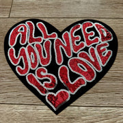 On A Whim Hats XL All You Need is Love Iron-On Patch