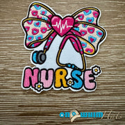 On A Whim Hats XL Nurse Bow Embroidered Iron-On Patch