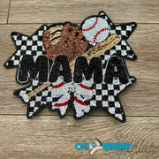 On A Whim Hats XL Sequin Baseball Mama Iron-On Patch