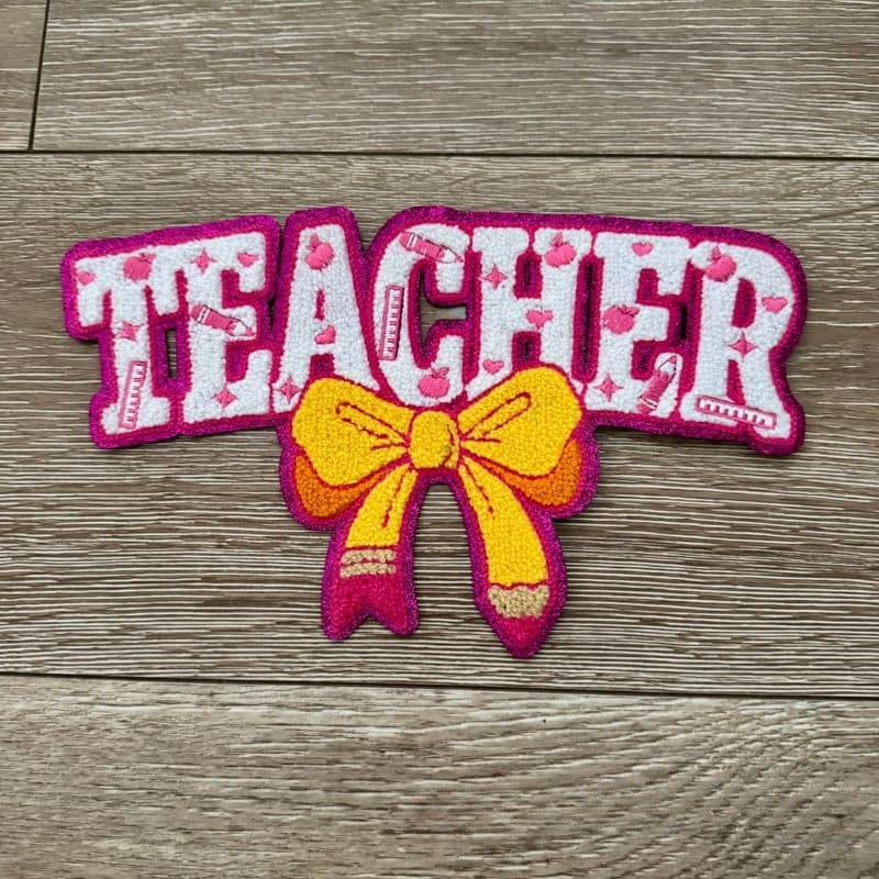 On A Whim Hats XL Teacher Embroidered Iron-On Patch