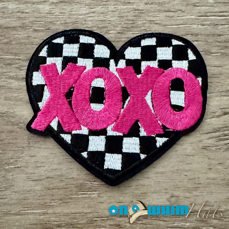 On A Whim Hats XO Heart Iron-On Patch