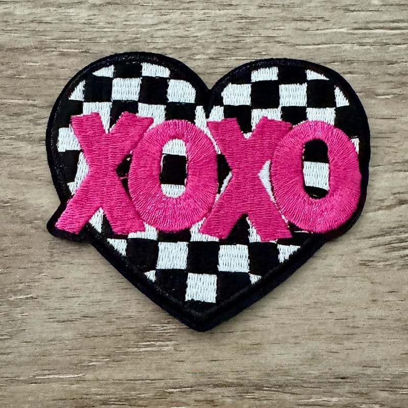 On A Whim Hats XO Heart Iron-On Patch