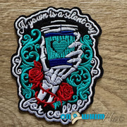 On A Whim Hats Yawn Embroidered Iron-On Patch
