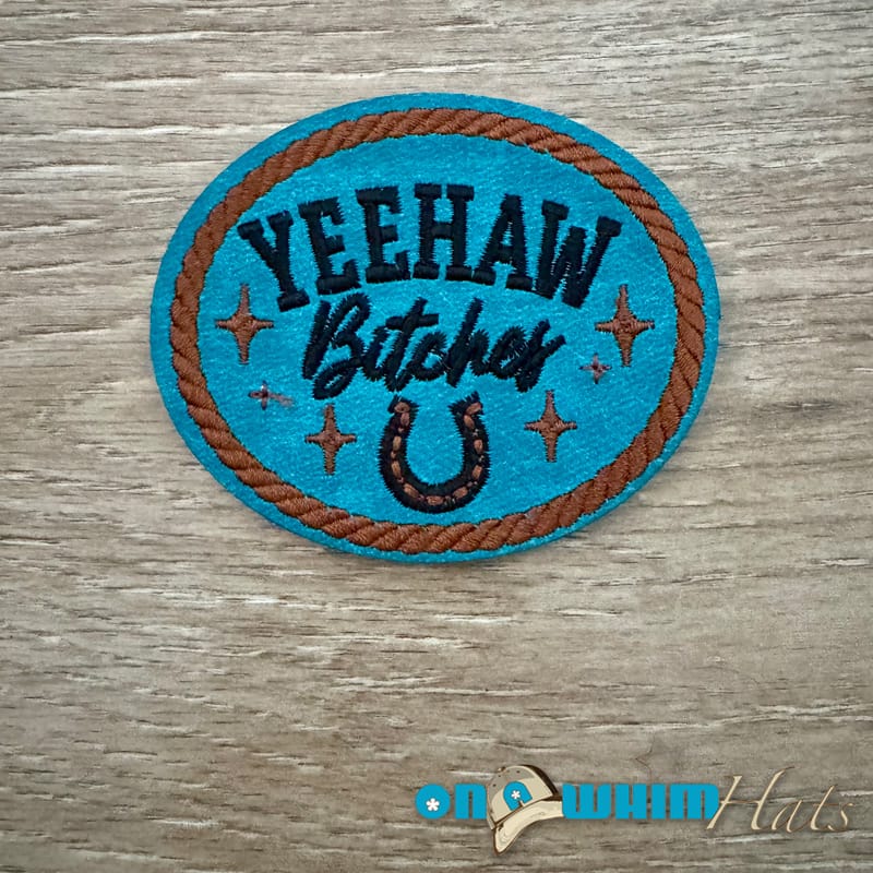 On A Whim Hats Yeehaw Bs Leather Iron-On Patch