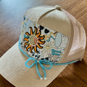 On A Whim Hats You are my Sunshine Handmade Vegan Suede Trucker Hat