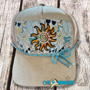 On A Whim Hats You are my Sunshine Handmade Vegan Suede Trucker Hat