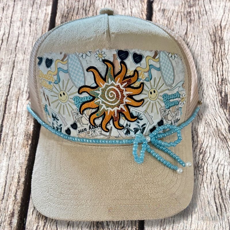 On A Whim Hats You are my Sunshine Handmade Vegan Suede Trucker Hat