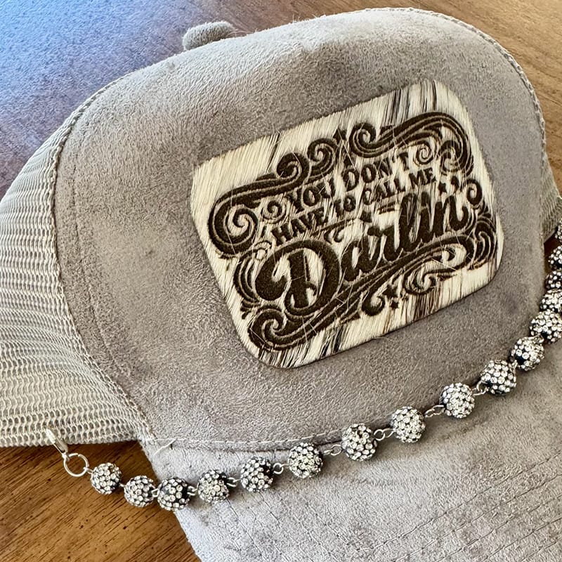 On A Whim Hats You Don't Have to Call Me Darlin' Vegan Suede Trucker Hat w/ Cowhide Patch